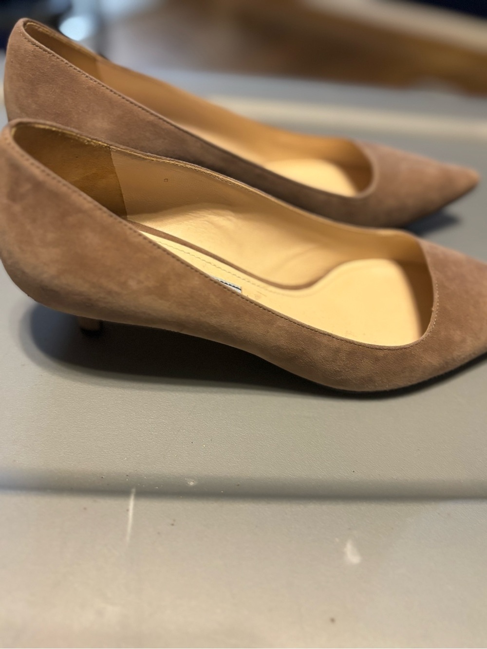 Prada Taupe Suede Pointed Pumps - Picture 2 of 6